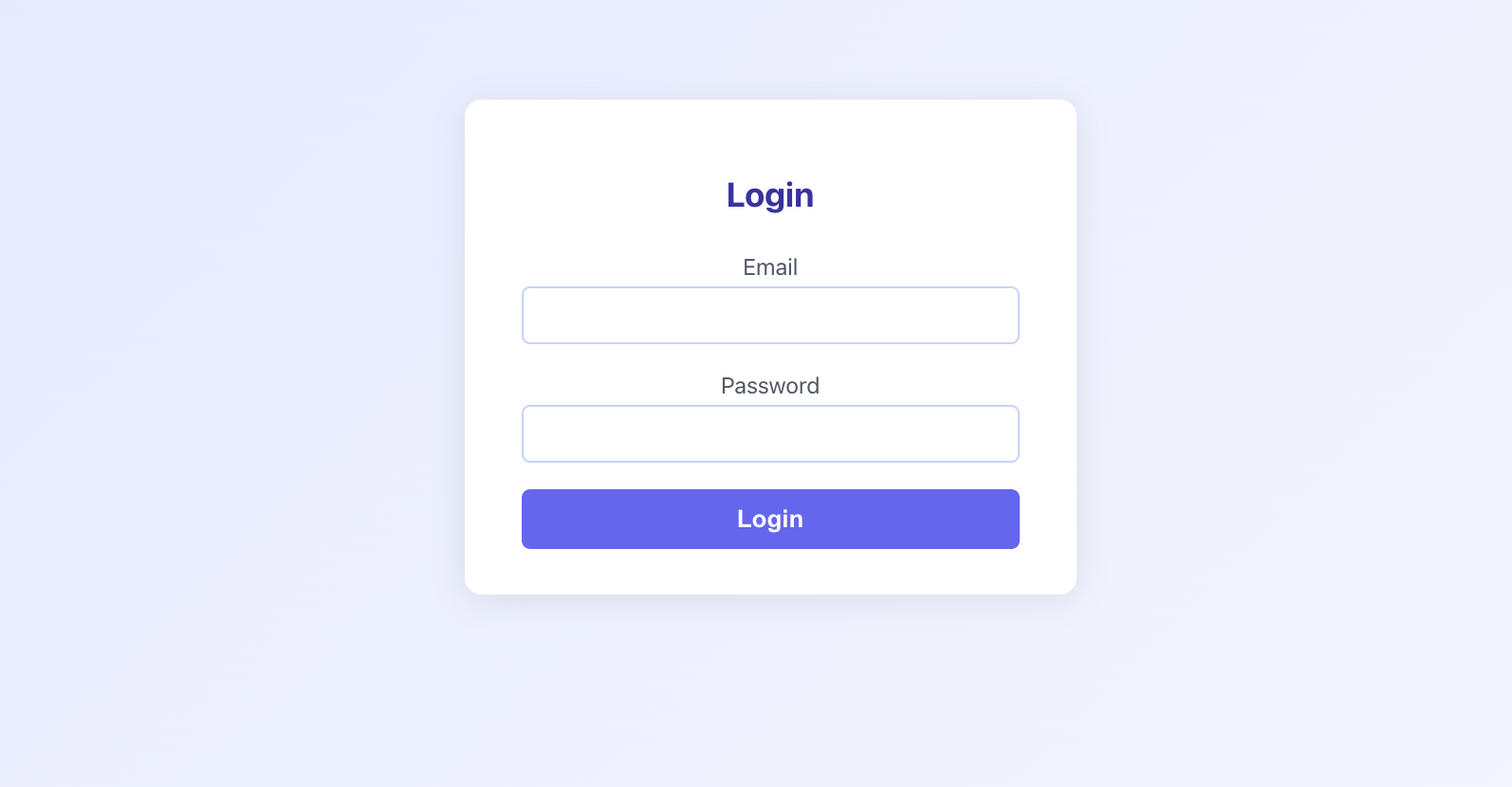 login page created by cursor