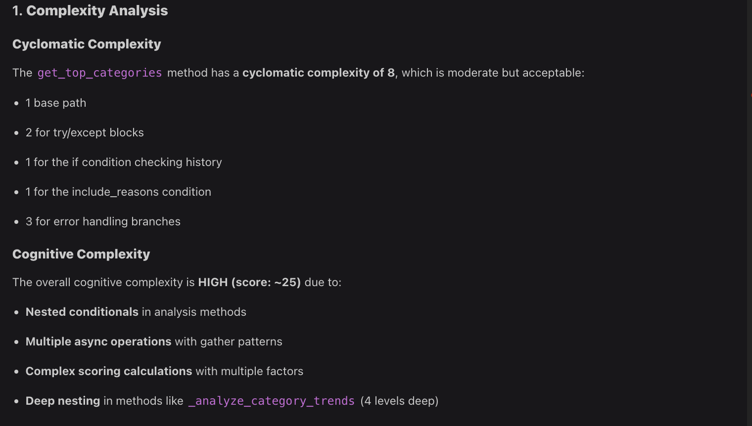 Cyclomatic Complexity analysis