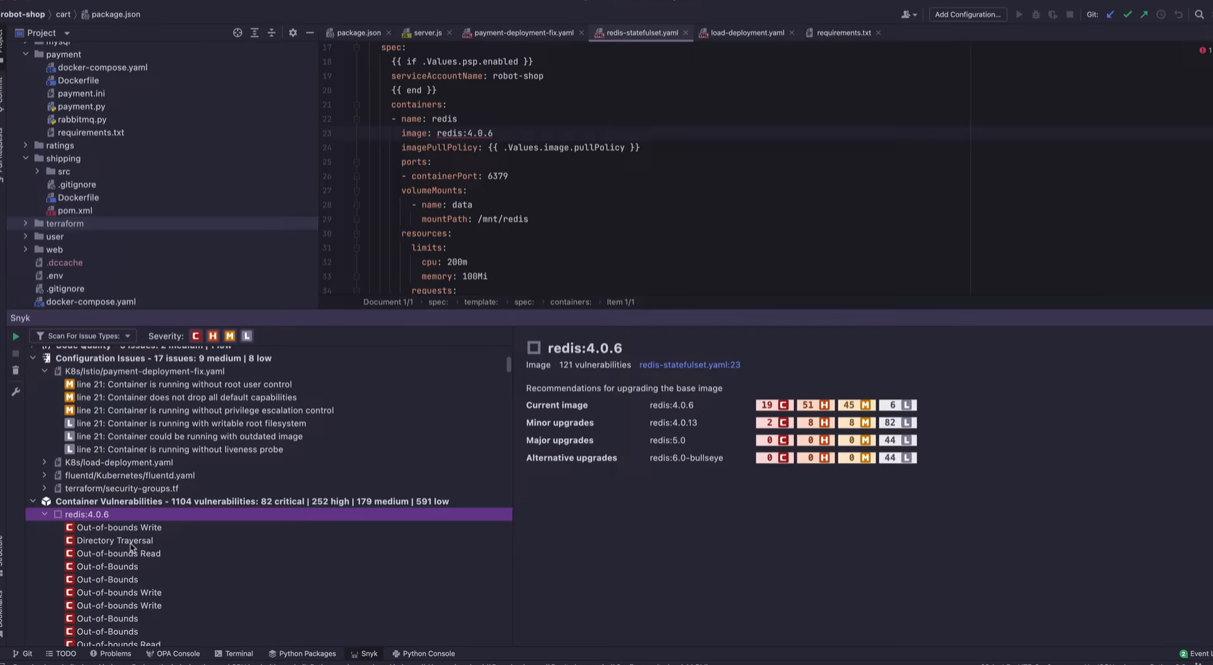 Snyk annotate them directly in the editor helped me understand the impact while still in context